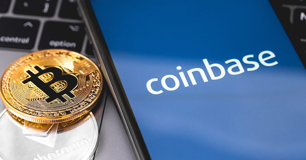 Coinbase Logo with Bitcoin